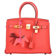 HERMES BIRKIN BAG 30cm ROUGE PIVOINE WITH GOLD HARDWARE JaneFinds