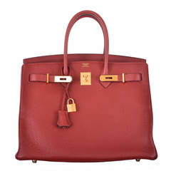 GOT IT! HERMES BIRKIN Bag 35CM ROUGE H CLASSIC WITH GOLD HARDWARE