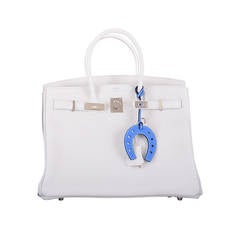 HOT! HERMES BIRKIN BAG 35cm WHITE CLEMENCE LEATHER STUNNING