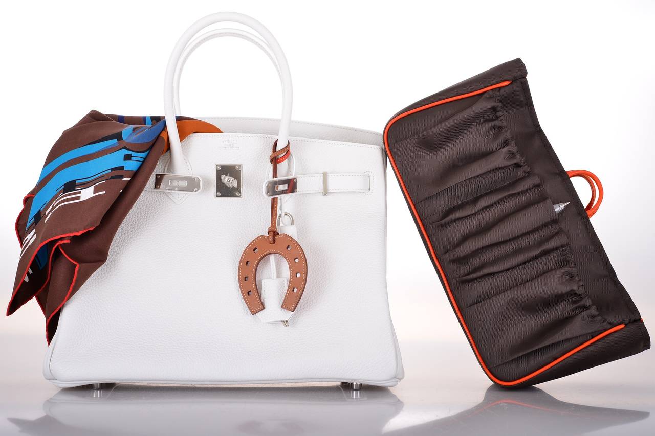 HOT! HERMES BIRKIN BAG 35cm WHITE CLEMENCE LEATHER STUNNING In New Condition In NYC Tri-State/Miami, NY