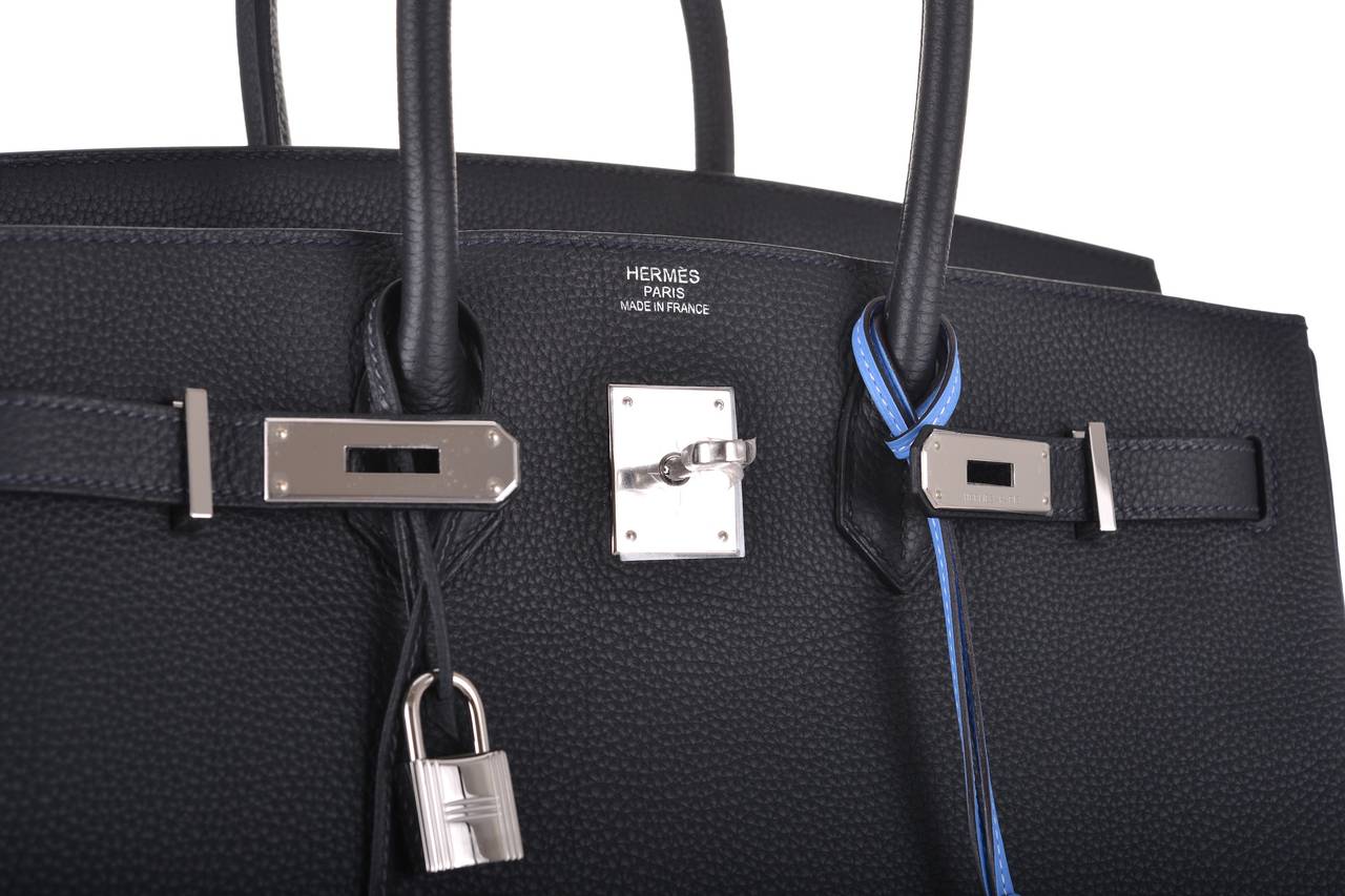 DREAMY HERMES BIRKIN BAG 35cm BLUE OCEAN INKY BLUE 2DIE! In New Condition In NYC Tri-State/Miami, NY