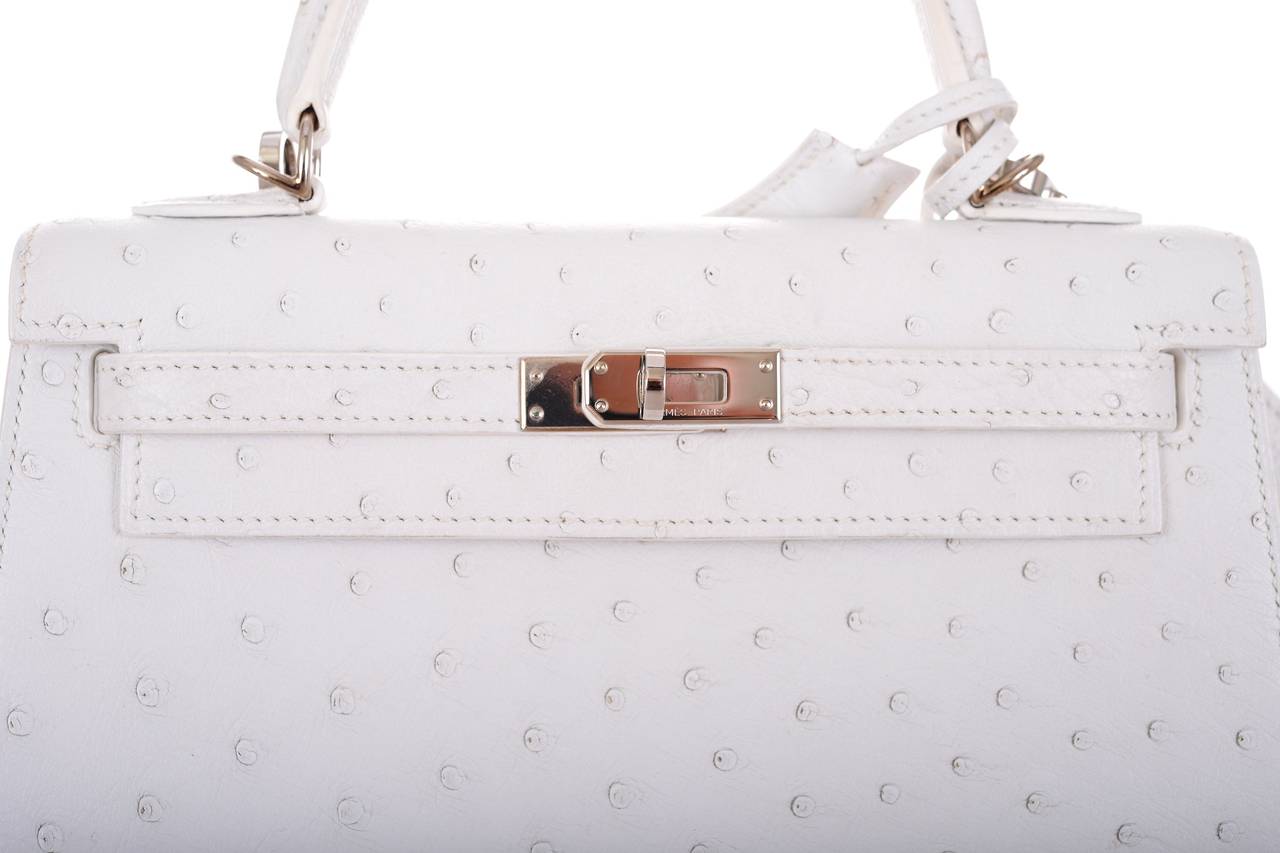 SUPER RARE HERMES KELLY BAG 25cm WHITE OSTRICH FABULOSITY JF FAVE 2