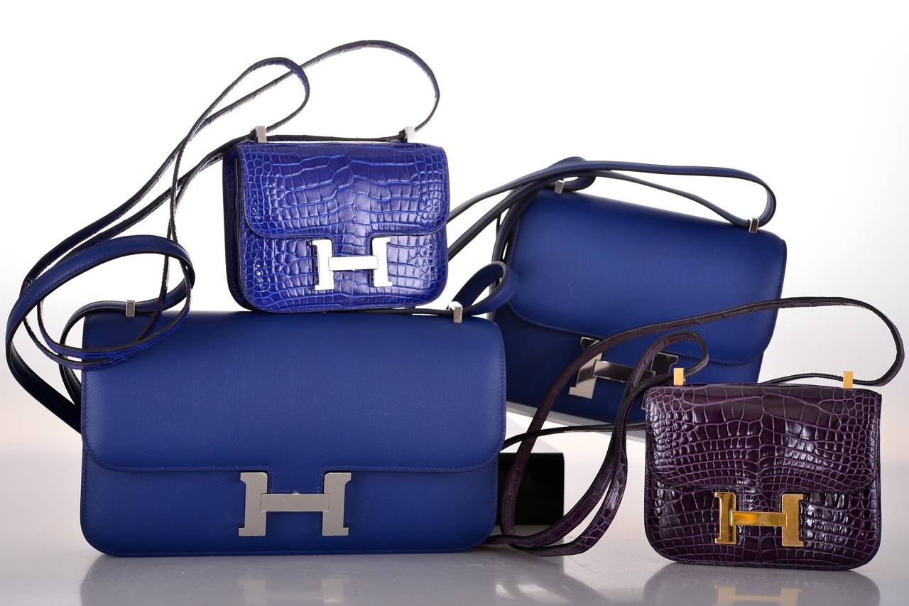 HERMES CONSTANCE BLUE SAPPHIRE ELAN PALL HARDWARE JaneFinds In New Condition For Sale In NYC Tri-State/Miami, NY