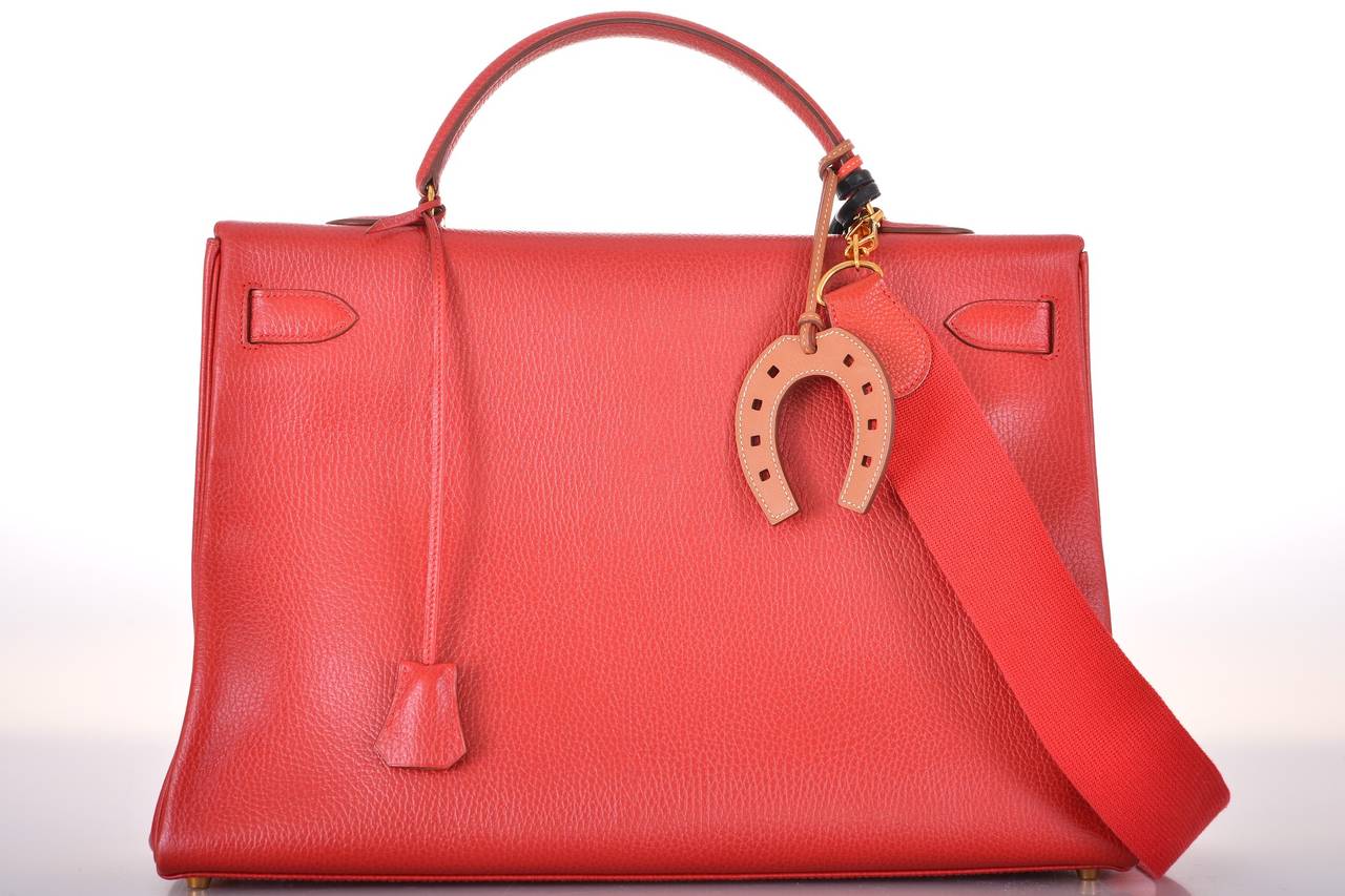 HERMES KELLY BAG 40cm ROUGE VIF INSANE GOLD HARDWARE MUST GET! JaneFinds 3