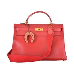 HERMES KELLY BAG 40cm ROUGE VIF INSANE GOLD HARDWARE MUST GET! JaneFinds