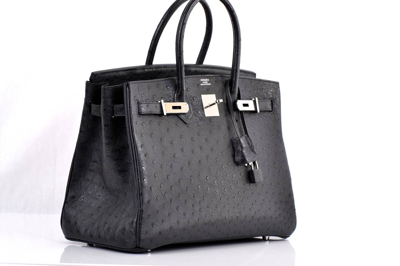 Hermes Birkin Bag 30cm Black Ostrich Palladium Hardware
