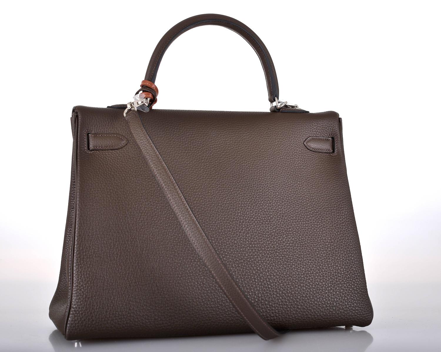 HERMES KELLY BAG 35CM ECORCE BROWN WITH PHW TOGO JaneFinds at 1stdibs