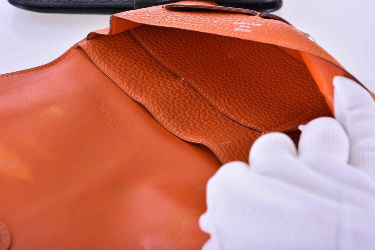 Hermes Dogon wallet pre-loved orange with palladium JaneFinds For ...  