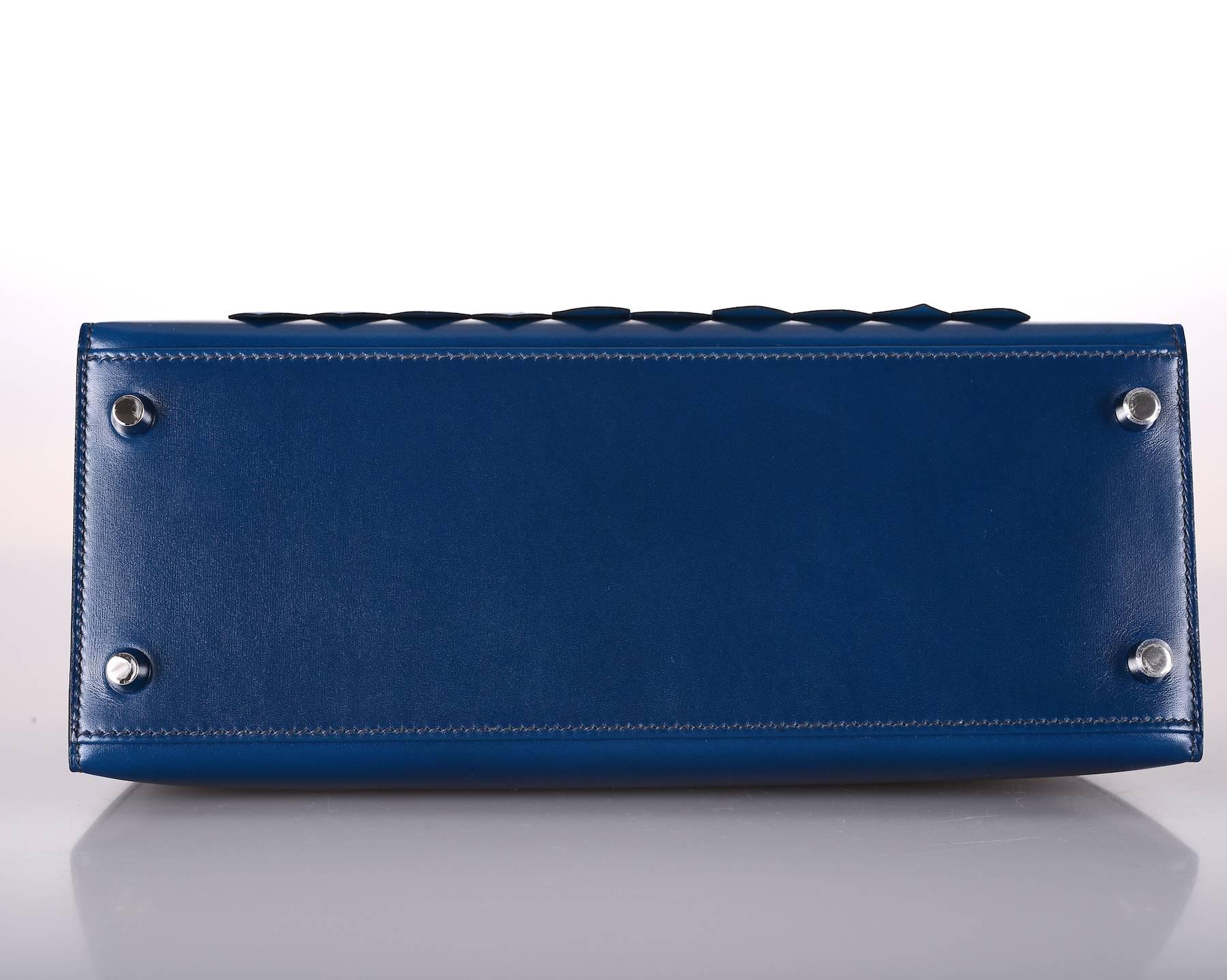 Hermes Kelly 28cm Golf Box Leather Blue De Prusse Bleu De Galice JaneFinds 3