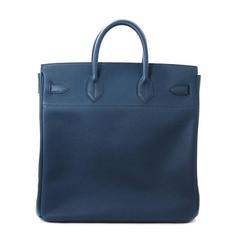 Hermes HAC Haut a Courroies Bleu De Prusse Togo 40cm Bag Blue with GHW JaneFinds
