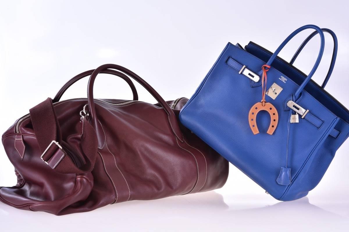 Women's or Men's Hermes 35cm Birkin Bag Bleu Brighton Palladium hardware Togo JaneFinds