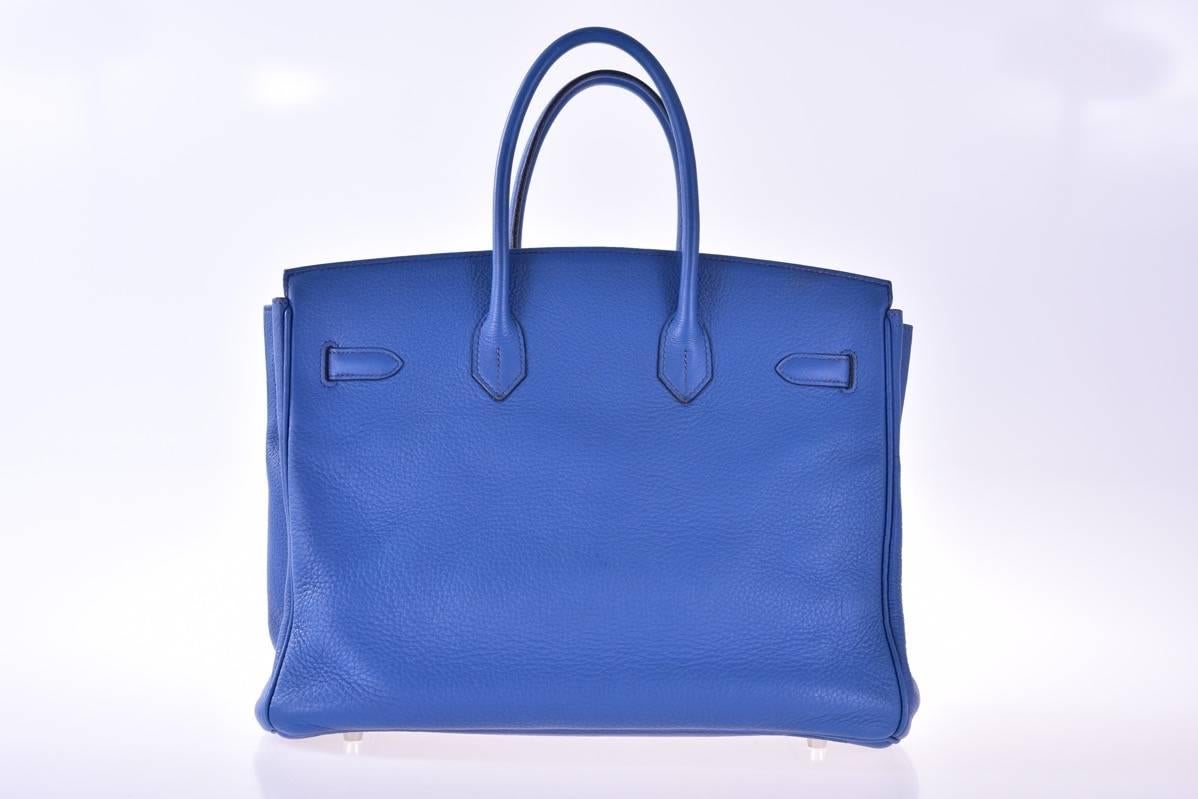 Hermes 35cm Birkin Bag Bleu Brighton Palladium hardware Togo JaneFinds 3