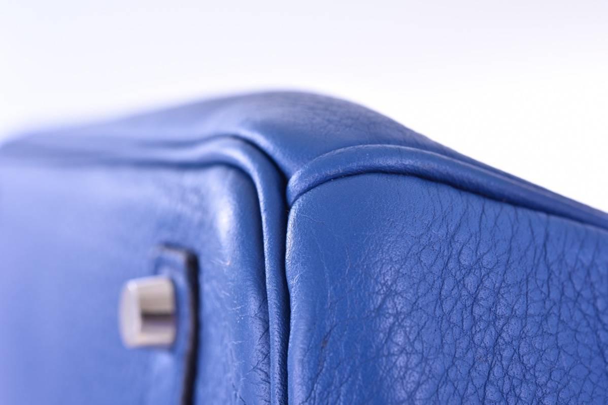 Hermes 35cm Birkin Bag Bleu Brighton Palladium hardware Togo JaneFinds 2