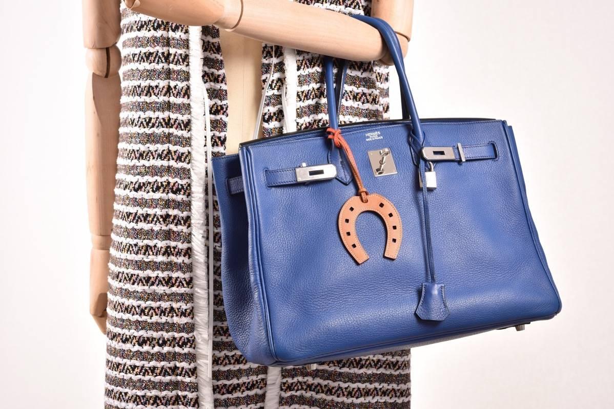 Hermes 35cm Birkin Bag Bleu Brighton Palladium hardware Togo JaneFinds 4