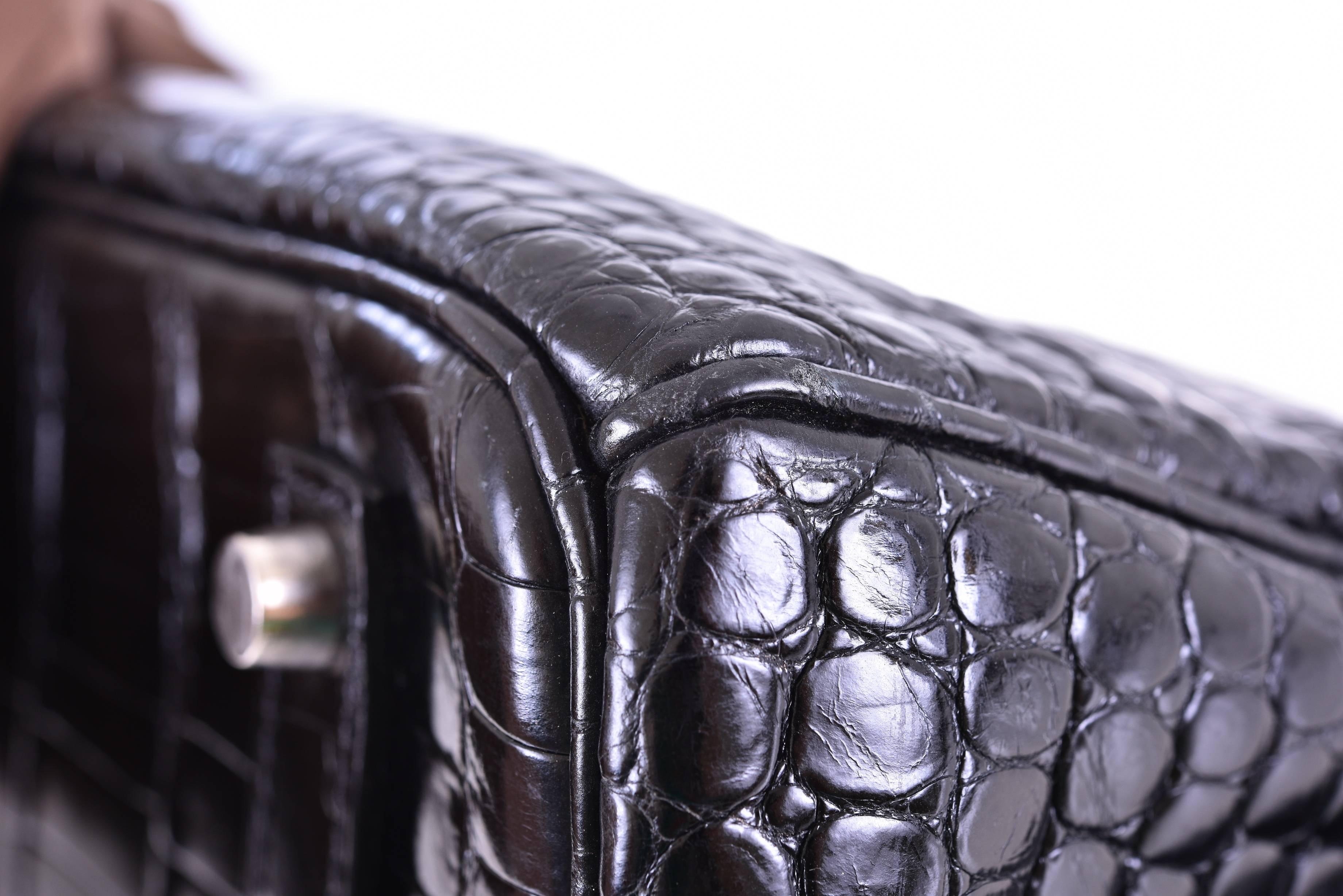Hermes Birkin Bag 35cm Black Shiny Porosus Skin Palladium Hardware JaneFinds 1