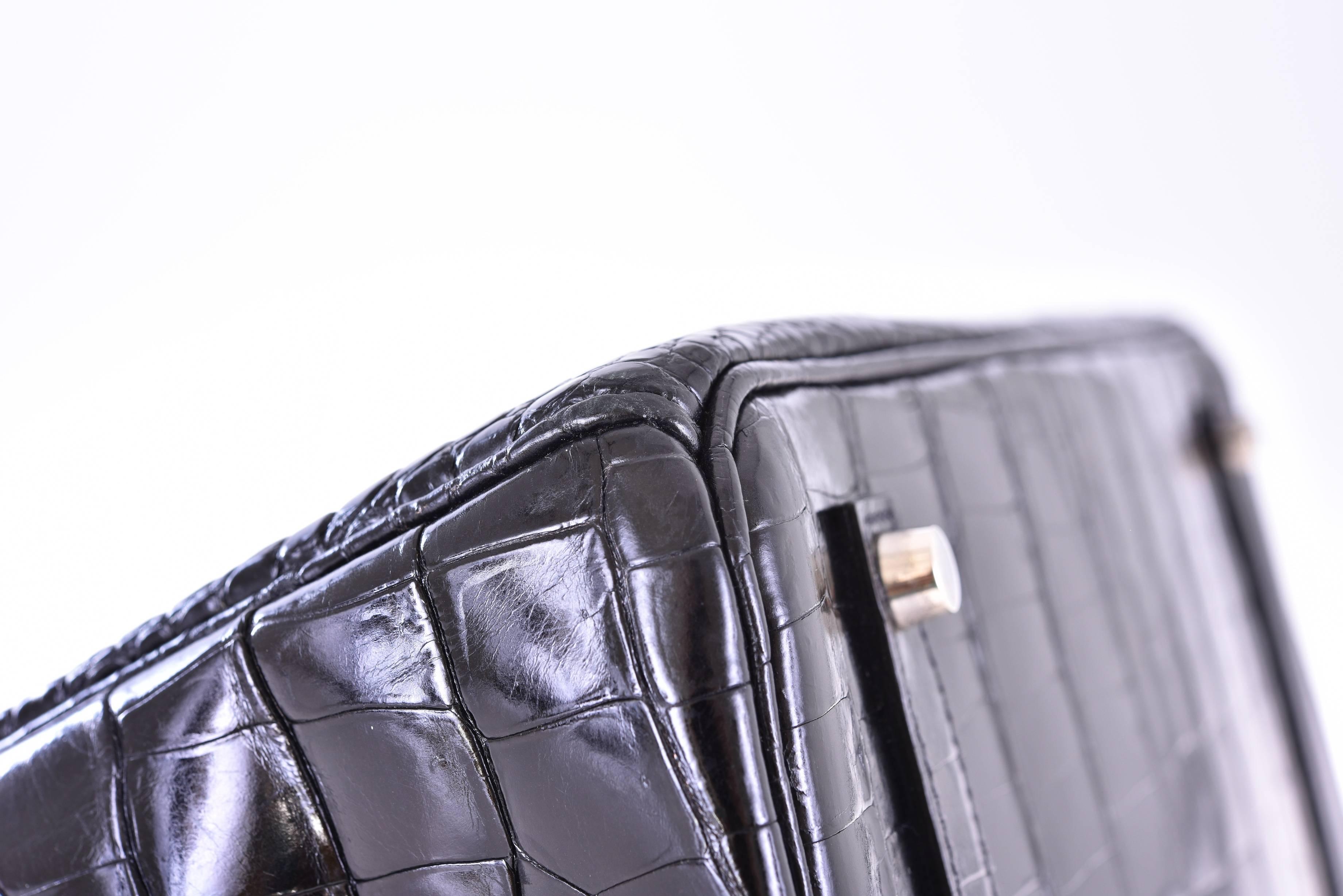 Hermes Birkin Bag 35cm Black Shiny Porosus Skin Palladium Hardware JaneFinds 3