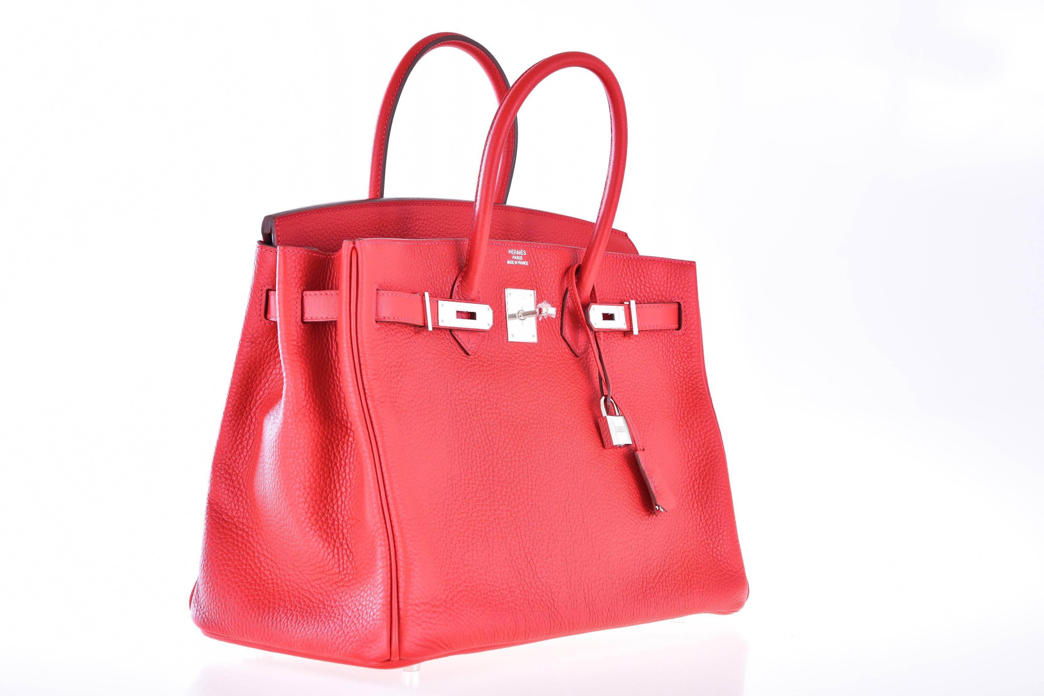 New Condition

Hermes Rouge Casaque Birkin 35cm in Clemence leather with palladium hardware.

 Length: 14