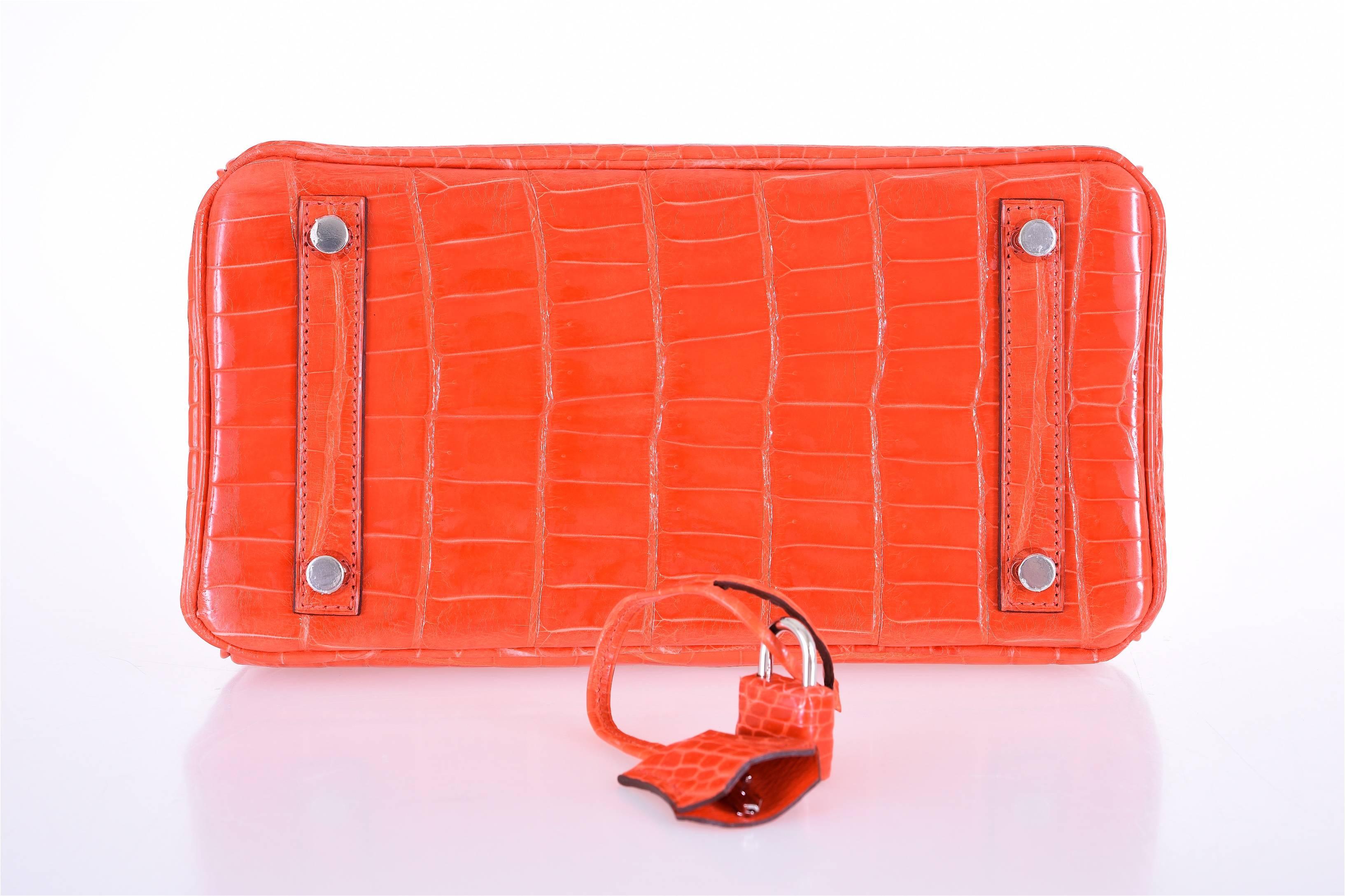 Women's or Men's Birkin 25cm Hermes Birkin Crocodile Poppy Orange Pall hardware JaneFinds For Sale