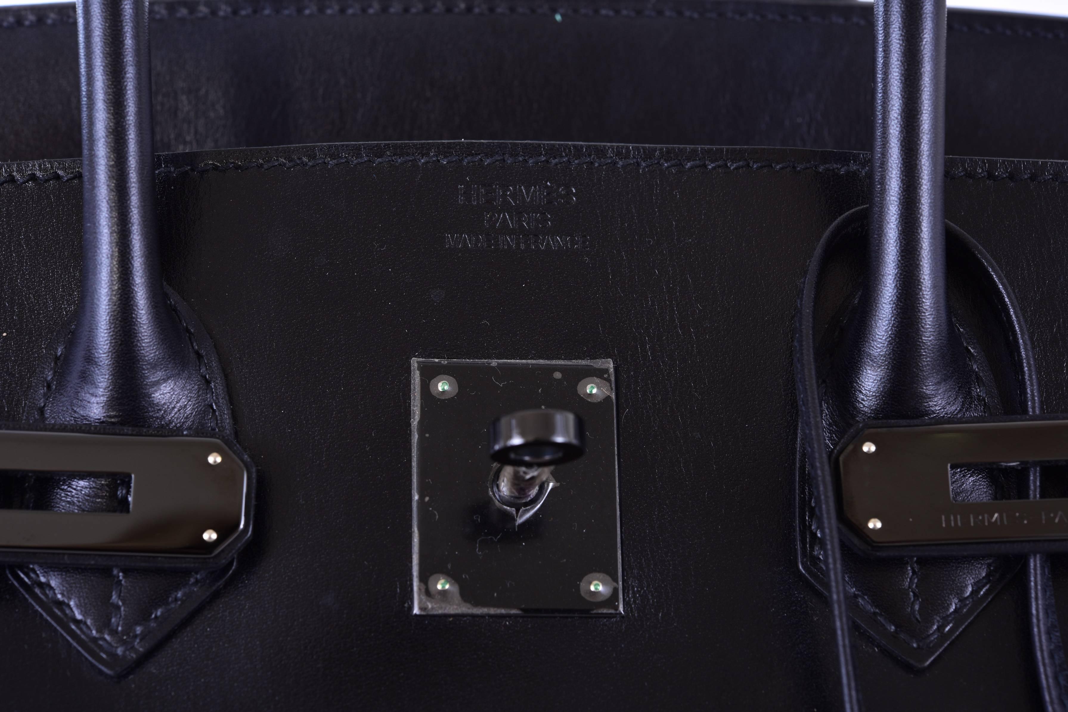 Hermes So-Black Birkin Bag 35cm Black Box Black Hardware Collectors JaneFinds In New Condition In NYC Tri-State/Miami, NY