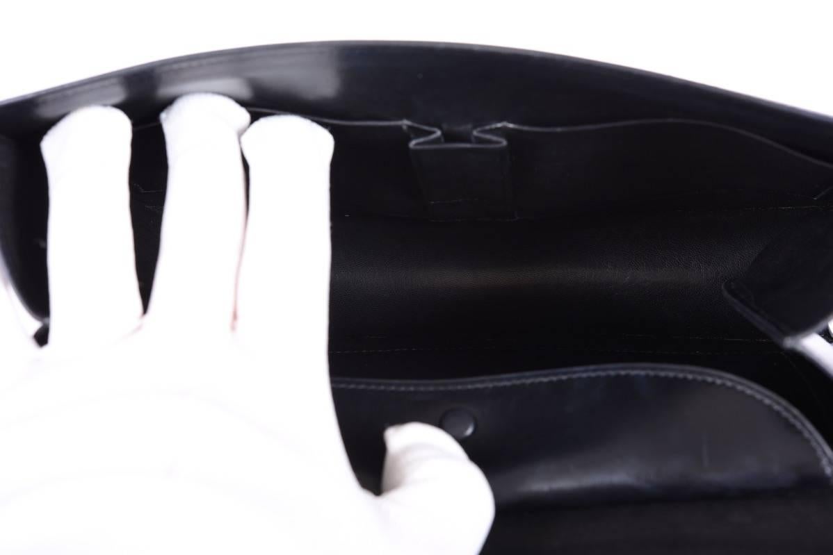 Hermes Vintage Black Bag with Removable Sterling Silver Chaine D'Ancre JaneFinds In Excellent Condition In NYC Tri-State/Miami, NY