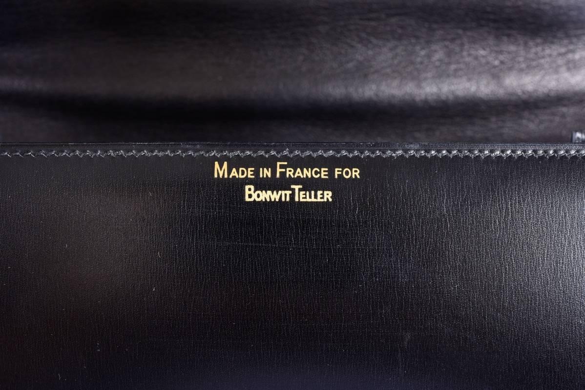 Women's or Men's Hermes Vintage Black Bag with Removable Sterling Silver Chaine D'Ancre JaneFinds