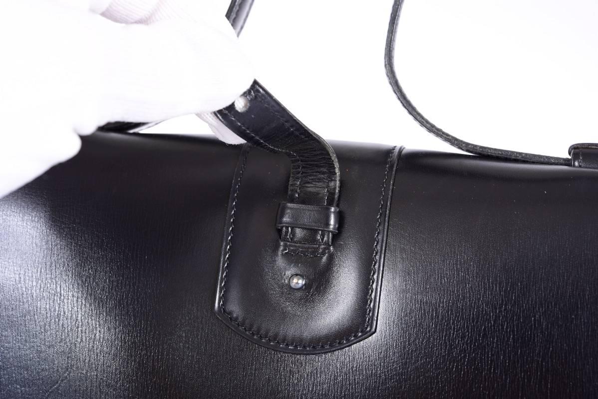 Hermes Vintage Black Bag with Removable Sterling Silver Chaine D'Ancre JaneFinds 5