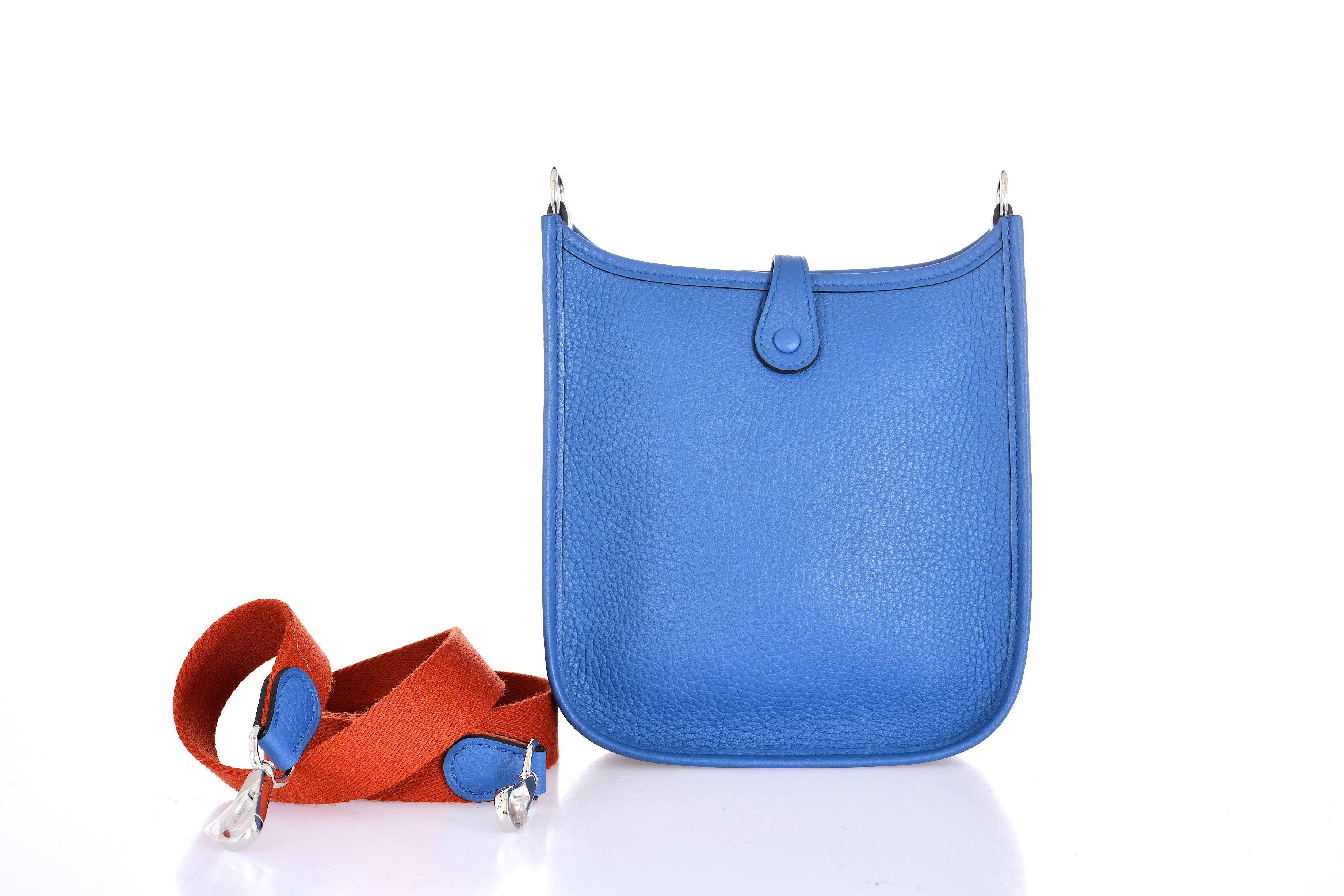 New Condition

Hermes Evelyne TPM Mini

Stunning Blue agate with Amazone Strap

Perfect cross body bag fits all the essentials: phone, wallet, lipstick, & credit card. 

The leather is Clemence. Love the removable cross body strap!

7.5" X