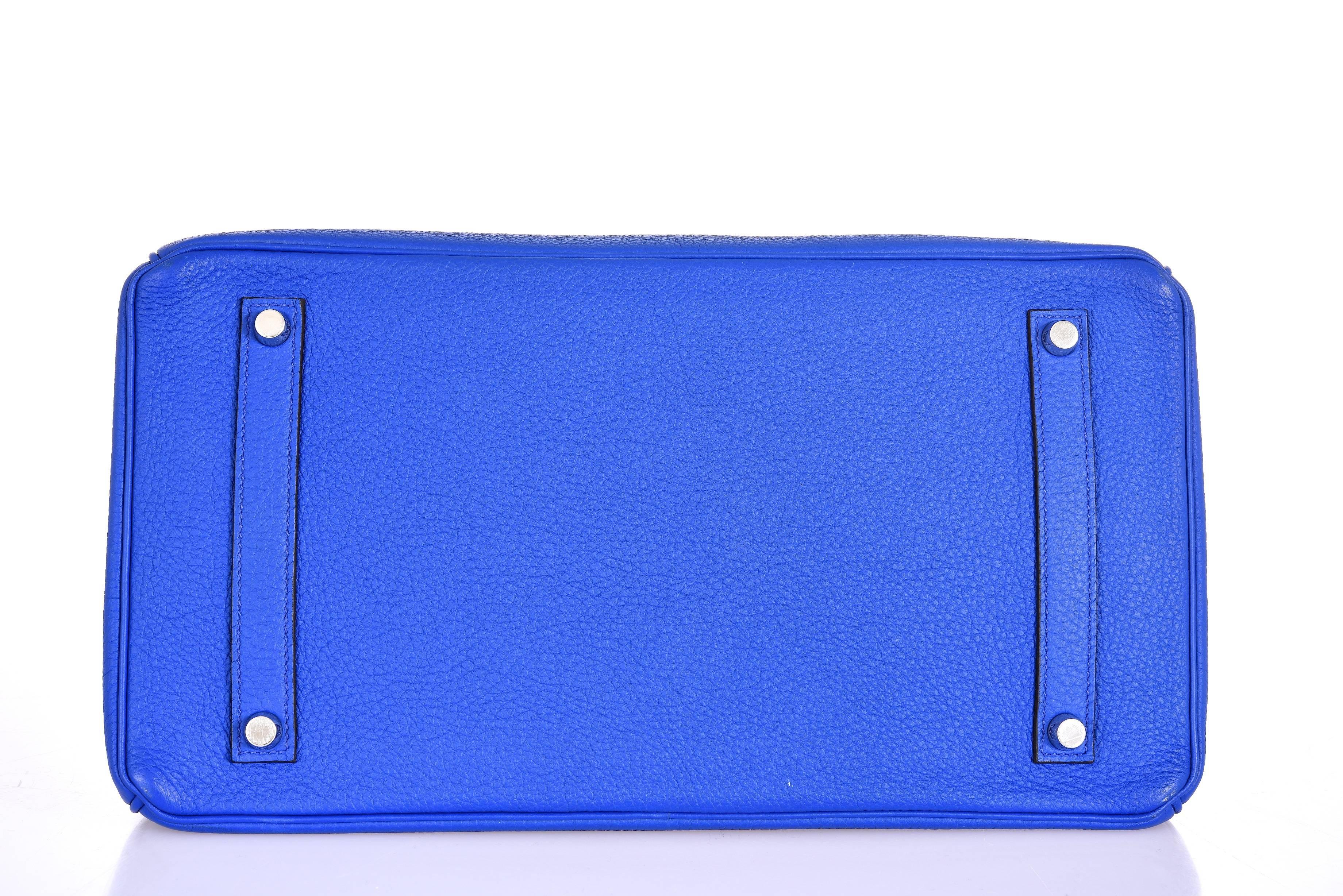 Hermes 35cm Birkin Bag Blue Electric Palladium Hardware Togo JaneFinds 5