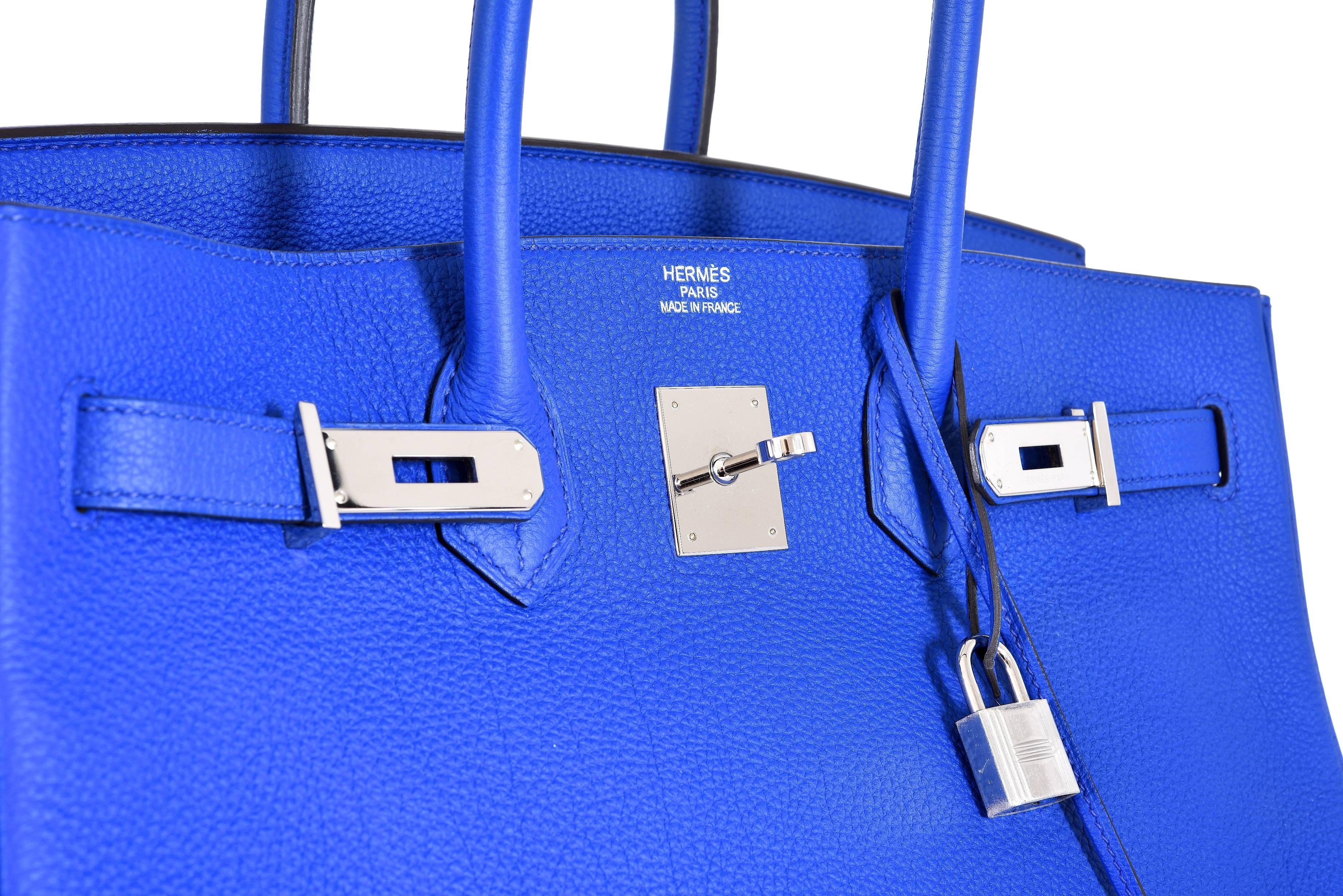 Hermes 35cm Birkin Bag Blue Electric Palladium Hardware Togo JaneFinds 6