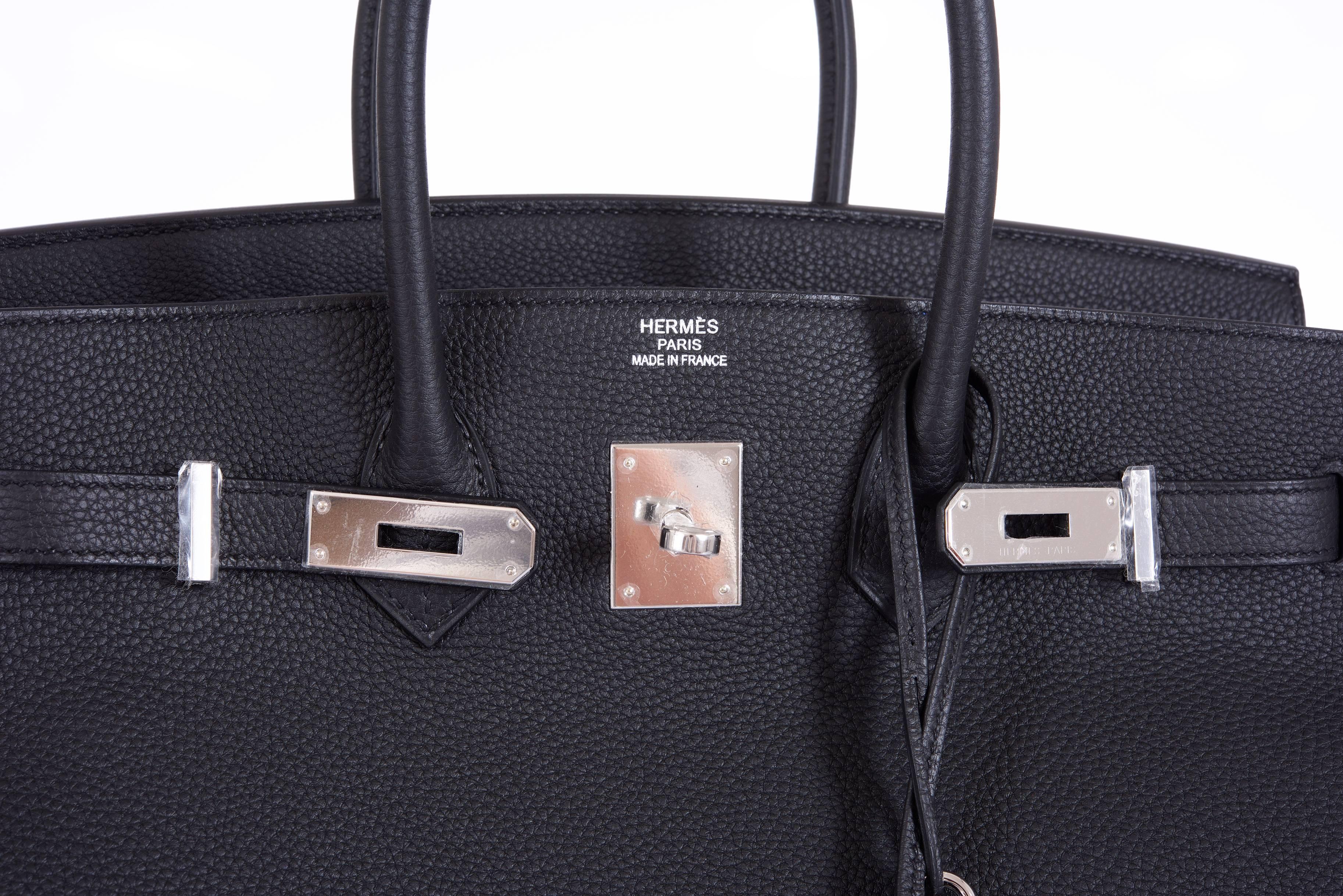 Hermes 35cm Birkin Bag Black Togo * Blue Agate interior LIMITED EDITION For Sale 1