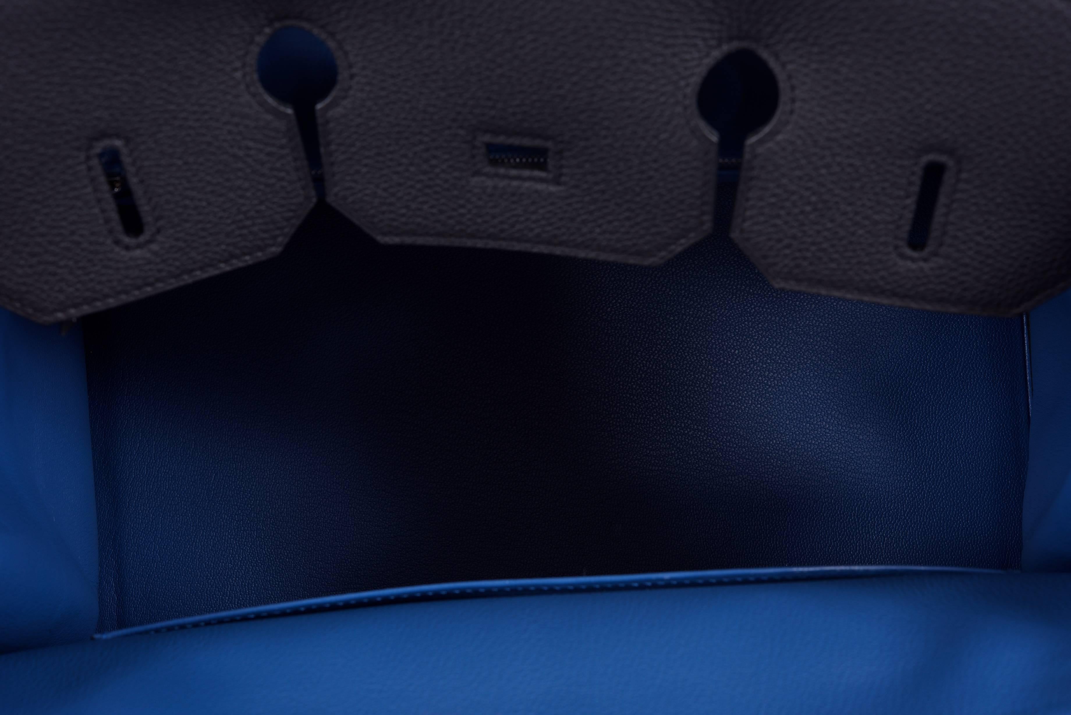 Hermes 35cm Birkin Bag Black Togo * Blue Agate interior LIMITED EDITION For Sale 4