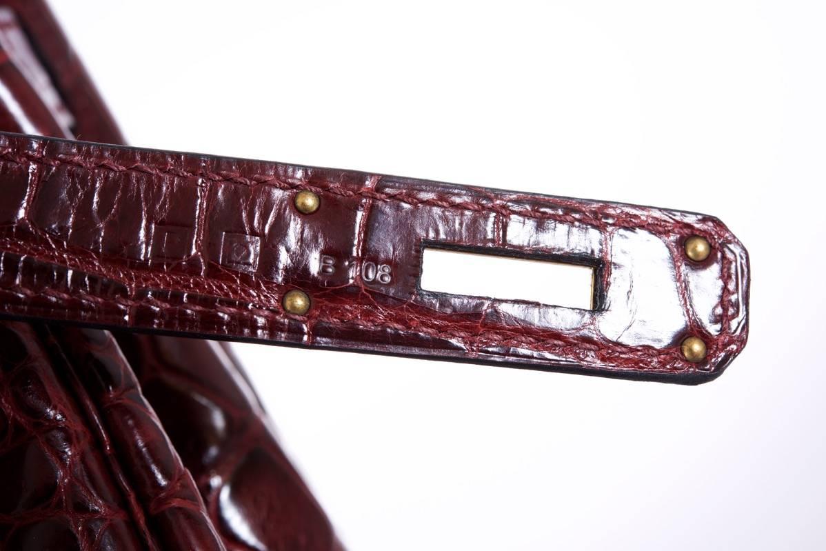 Black Hermes Birkin Bag 35cm Bordeaux Crocodile Gold Hardware Must See 