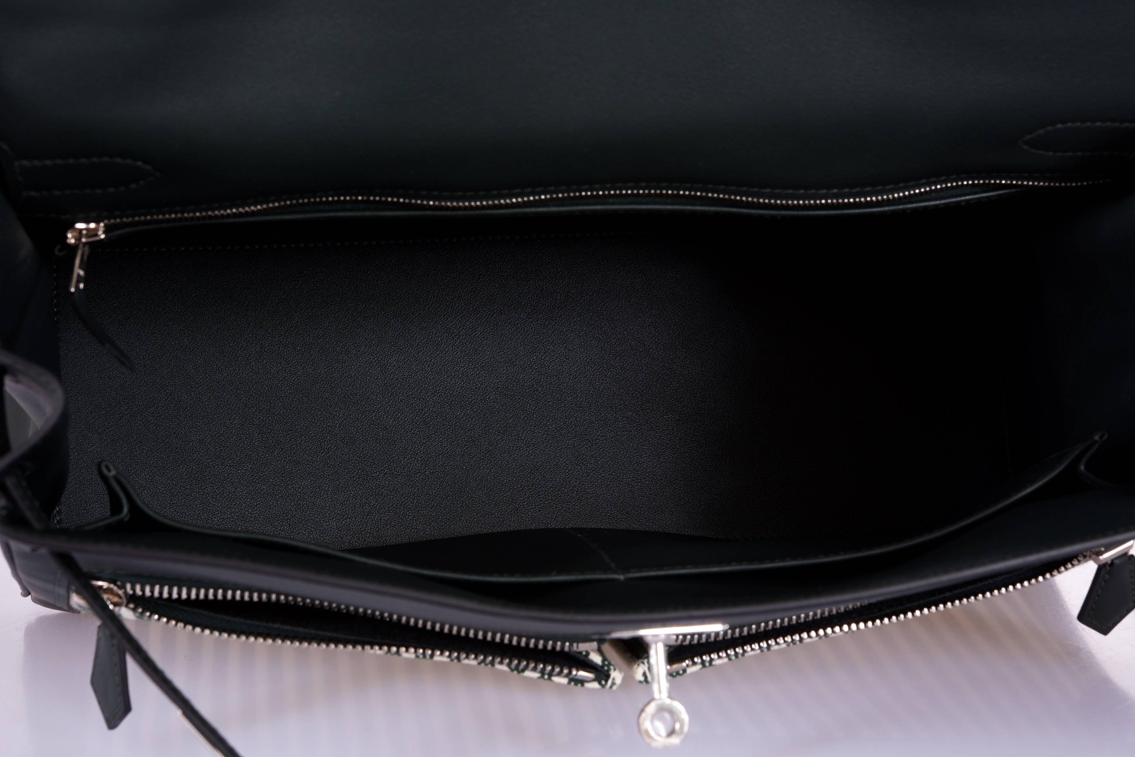 Black Hermes Kelly Lakis 35cm Kelly Vert Anglaese Palladium Hardware For Sale