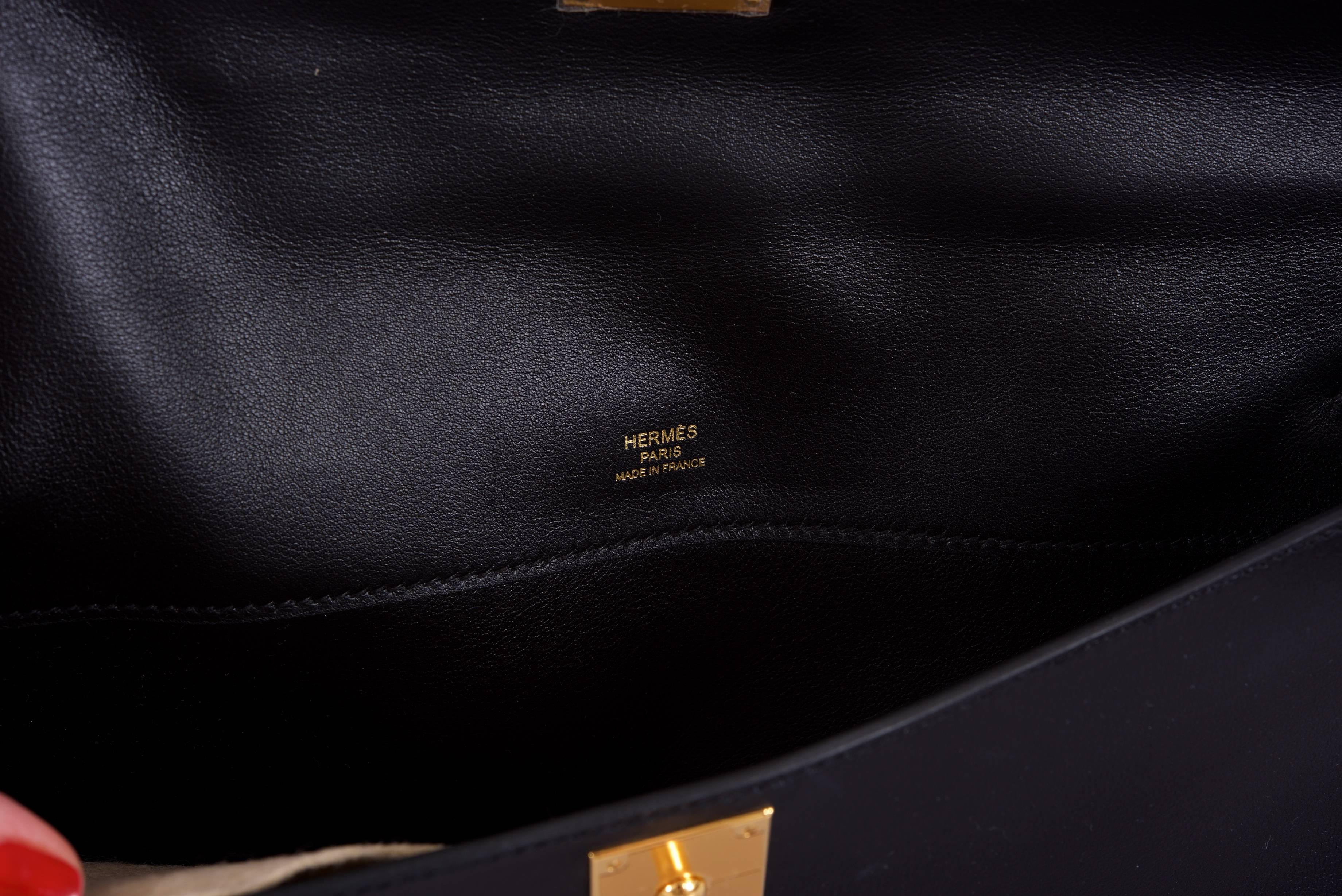 Hermes Black Swift Kelly Cut Clutch Amazing Gold hardware only on JF  2
