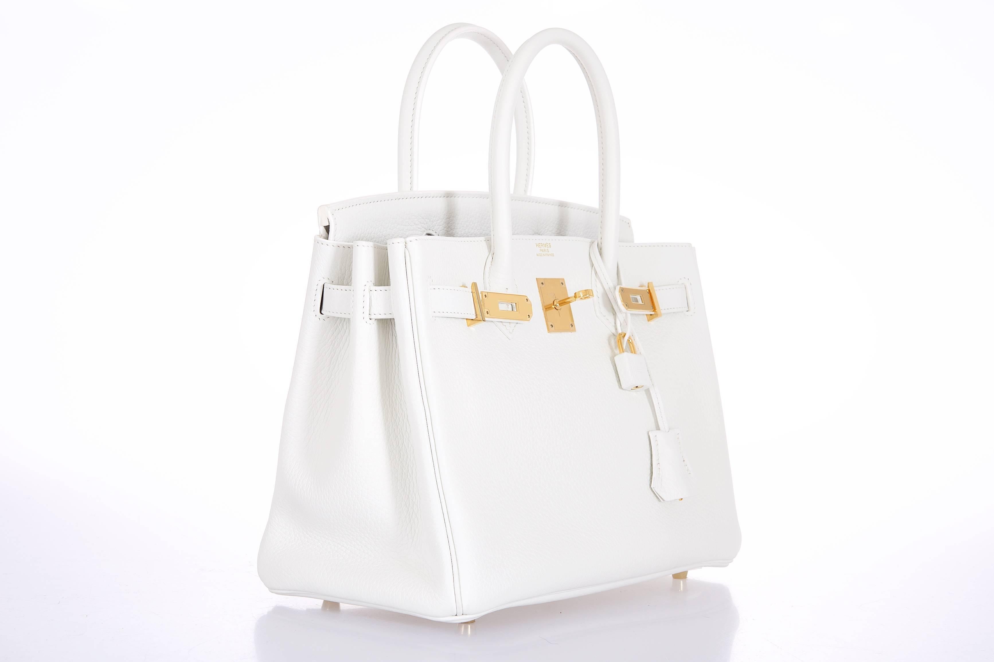 Gray Hermes Birkin Bag 30cm White Togo Gold Hardware Stunning For Sale