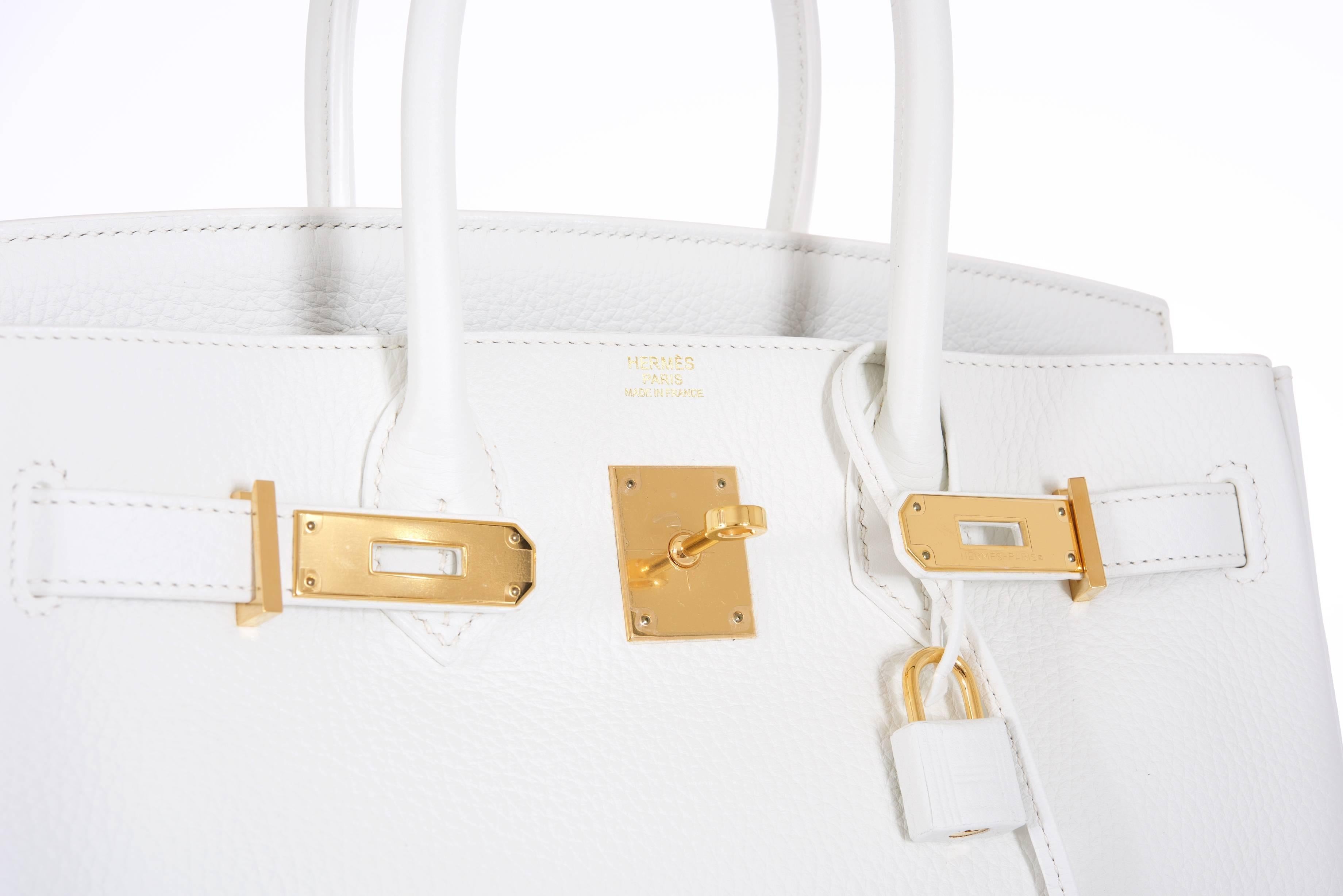 Women's or Men's Hermes Birkin Bag 30cm White Togo Gold Hardware Stunning For Sale