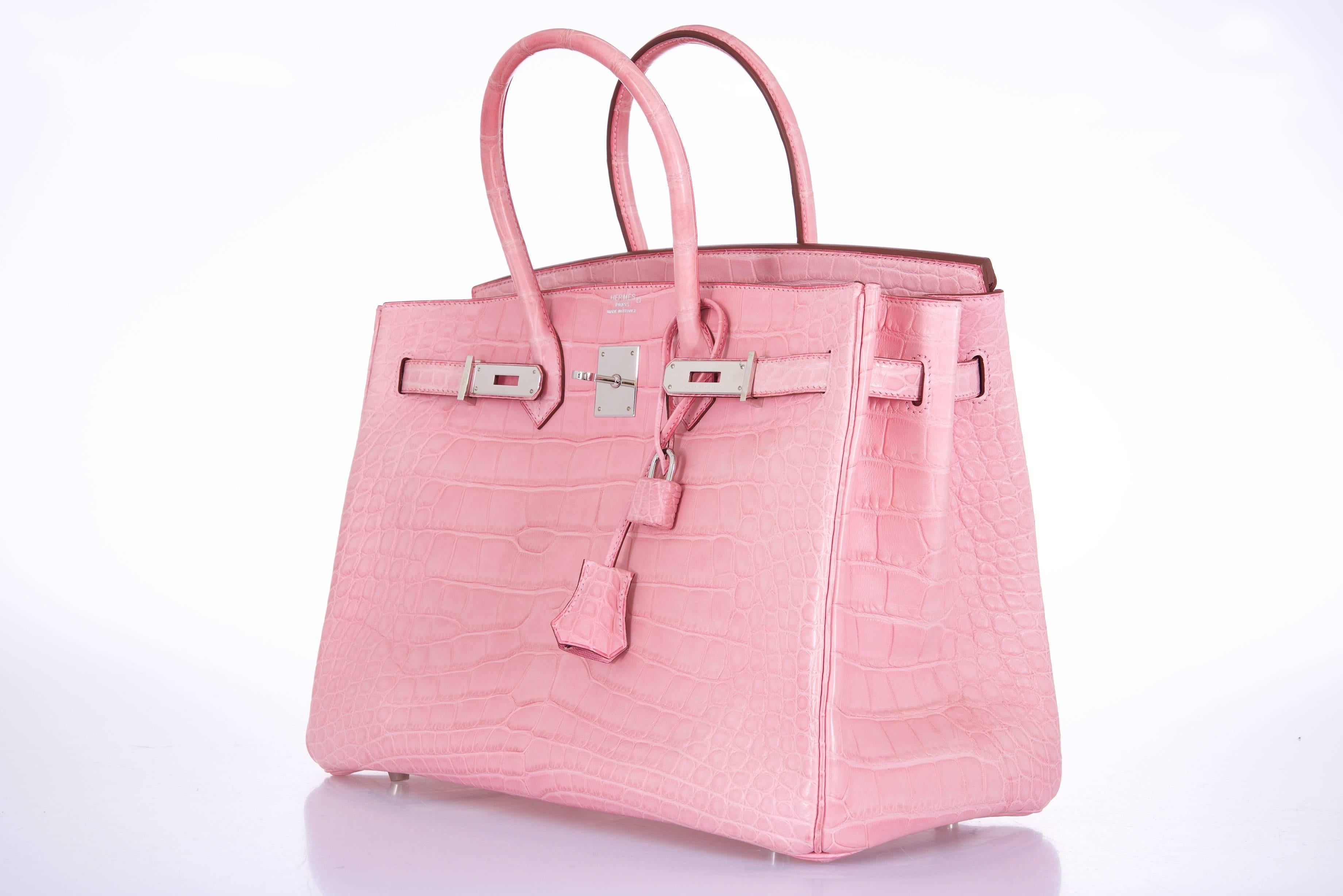 Hermes Birkin Bag 35cm Matte 5P Bubblegum Alligator Urban Legend  In Excellent Condition In NYC Tri-State/Miami, NY