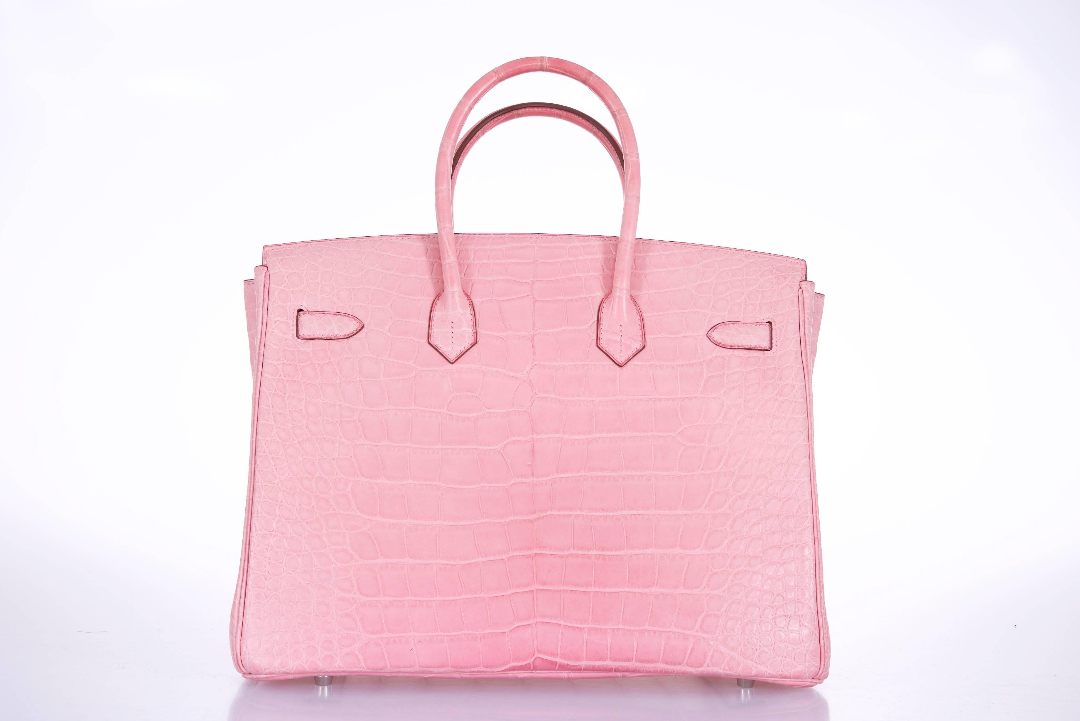 Pink Hermes Birkin Bag 35cm Matte 5P Bubblegum Alligator Urban Legend 