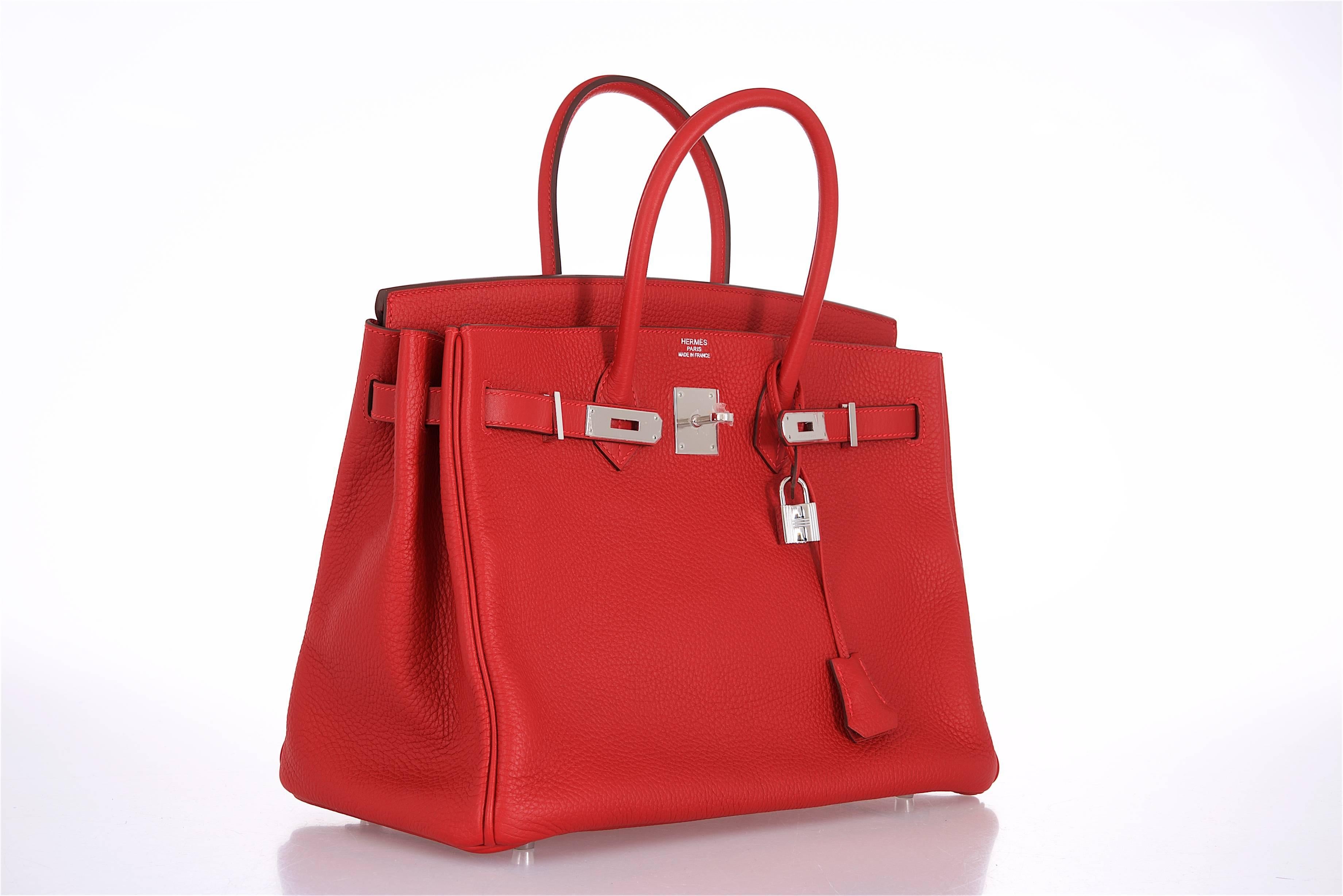 Hermes Birkin Bag 35cm Red Rouge Casaque Palladium hardware In New Condition In NYC Tri-State/Miami, NY