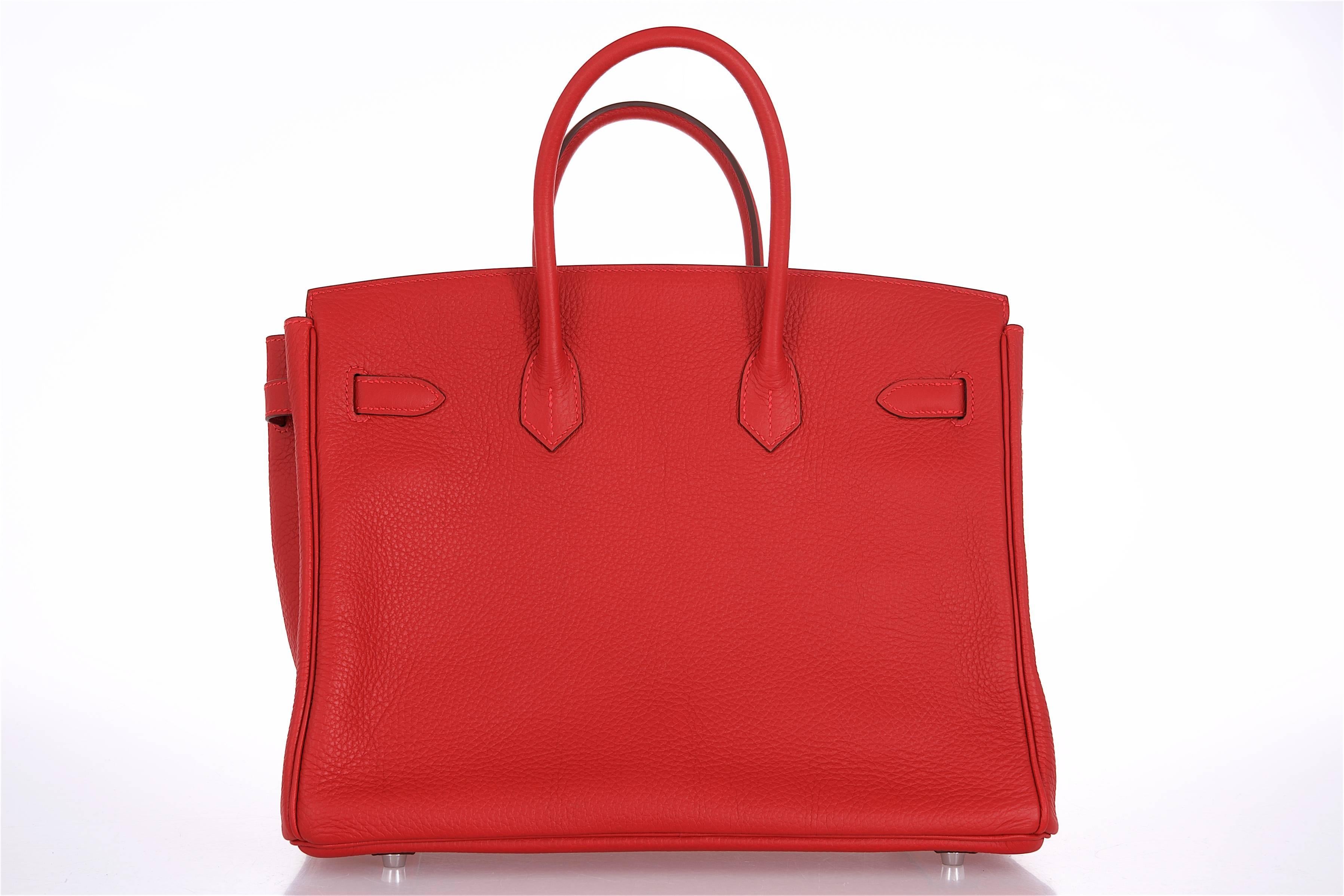 Women's or Men's Hermes Birkin Bag 35cm Red Rouge Casaque Palladium hardware