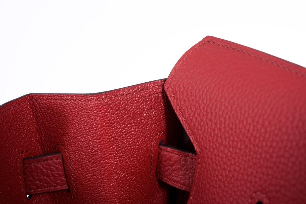 Hermes 35cm Birkin Bag Red Rouge Grenat Togo Leather GHW INCREDIBLE COLOR For Sale 5