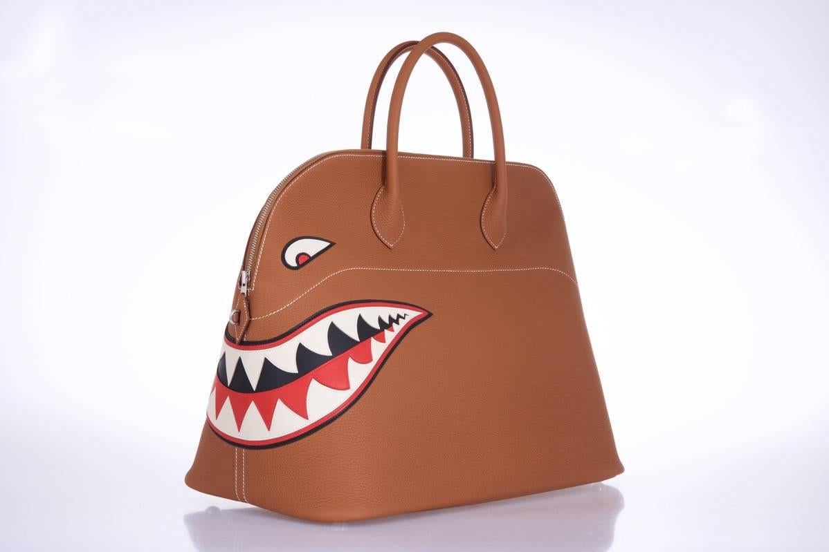 Brown Limited Edition Hermes Shark Bolide Gold Unisex Bag