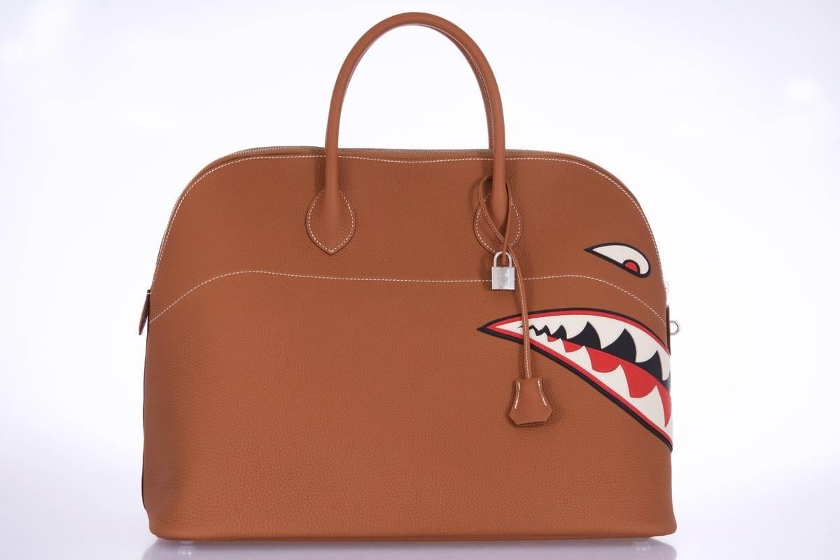 Limited Edition Hermes Shark Bolide Gold Unisex Bag In New Condition In NYC Tri-State/Miami, NY