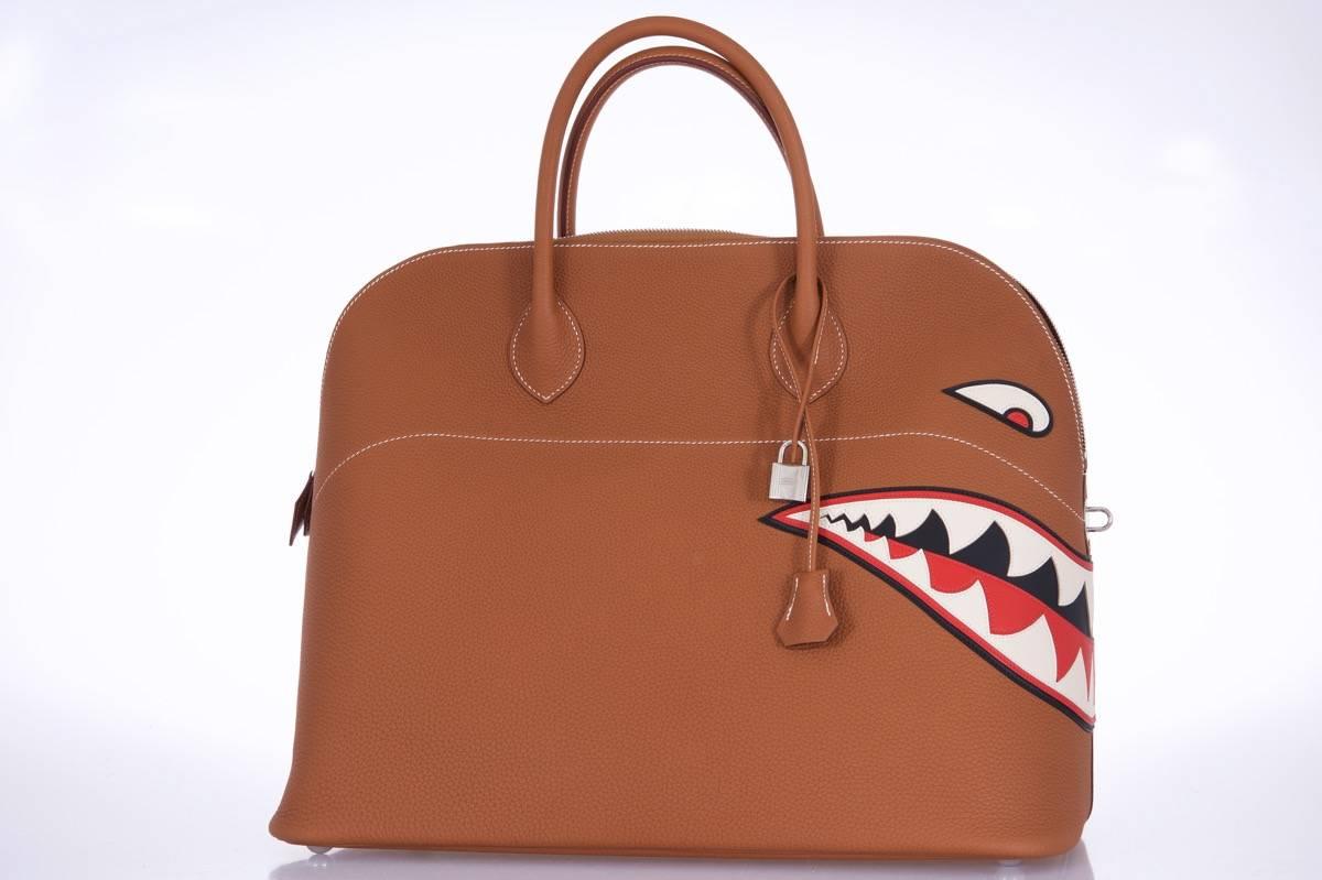 Limited Edition Hermes Shark Bolide Gold Unisex Bag at 1stDibs