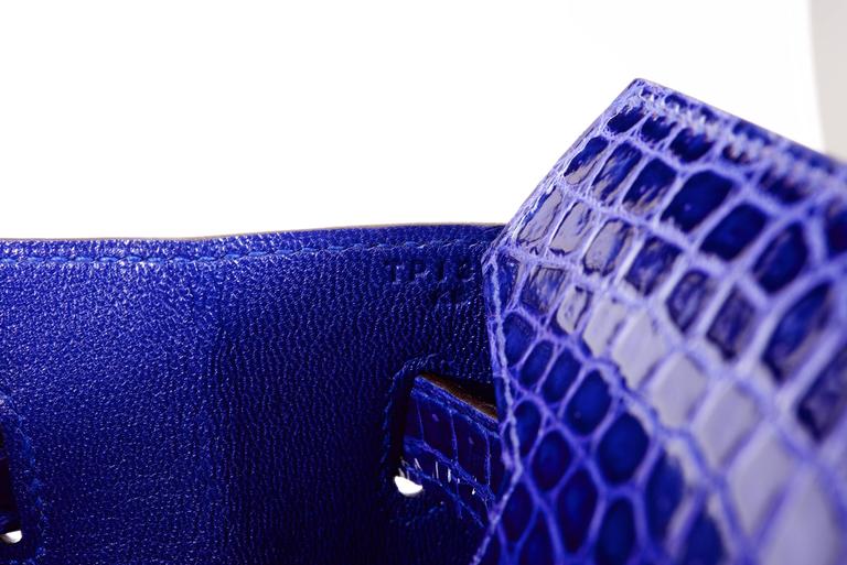 Hermès Blue Electrique Porosus Crocodile 40 cm Birkin Bag