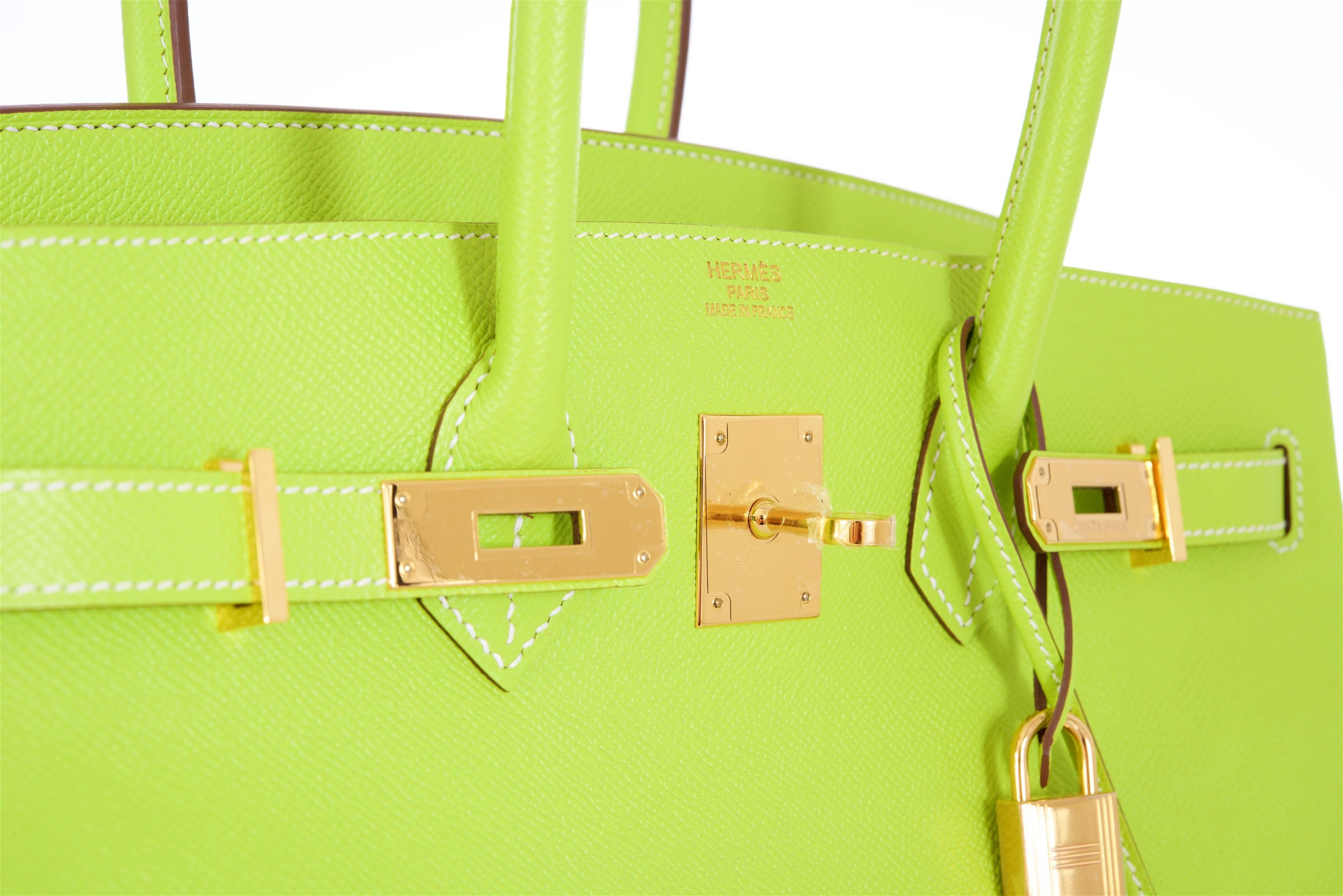 Hermes Birkin Bag 35cm Candy Kiwi Epsom with gold Hardware Collectors In New Condition For Sale In NYC Tri-State/Miami, NY