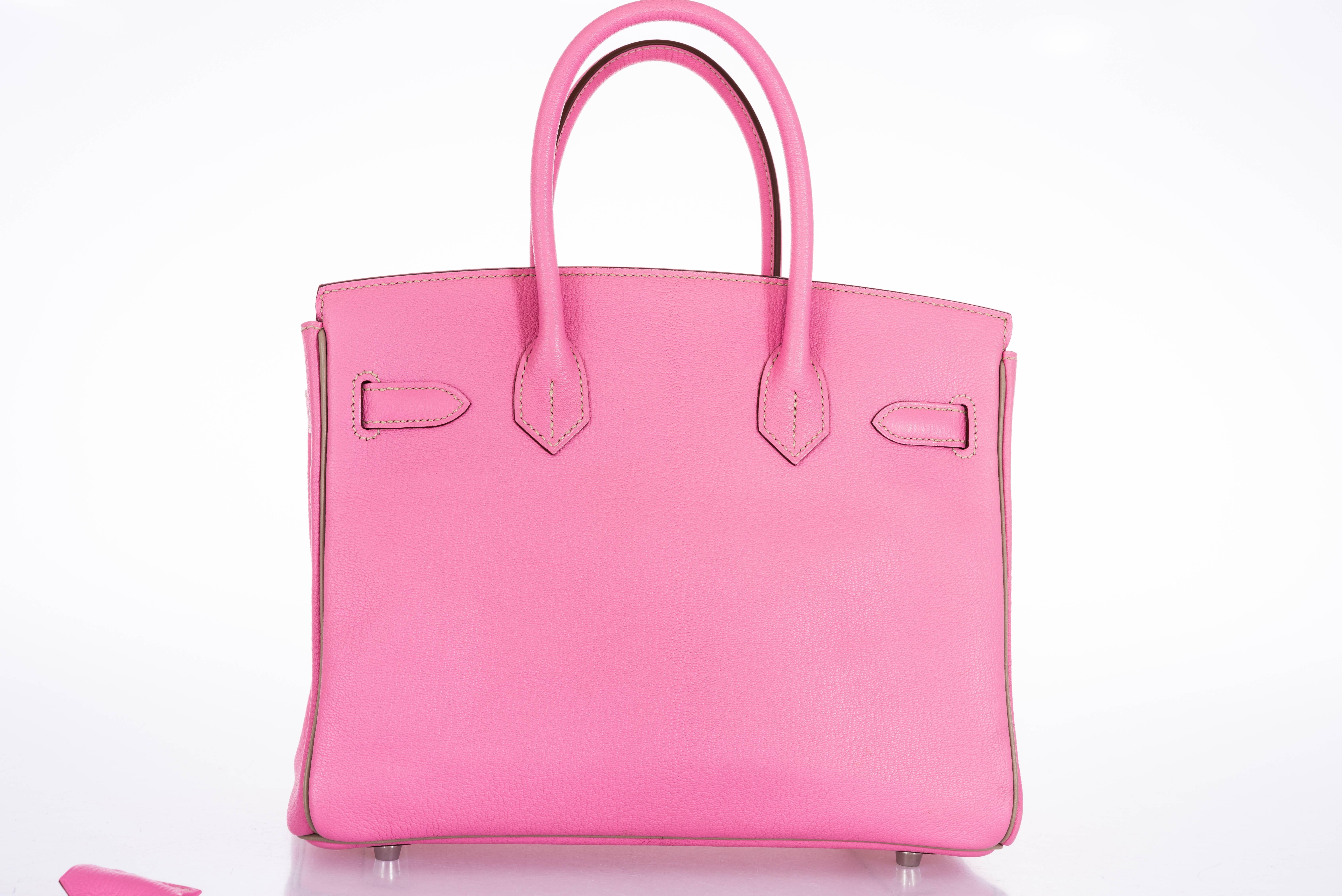 Pink Hermes 30cm Birkin HSS Special Order Bubblegum & Dove Gray Interior