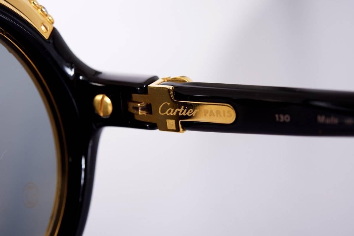 Women's or Men's Deco Cartier Diabolo Sunglasses 1991 Collection, Ultra Rare