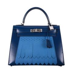 HERMES KELLY 28cm GOLF BOX LEATHER BLUE DE PRUSSE BLEU DE GALICE