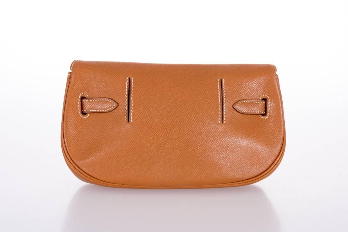 Vintage Hermes Kelly Pochette Clutch Gold Convertible Belt bag In Excellent Condition In NYC Tri-State/Miami, NY